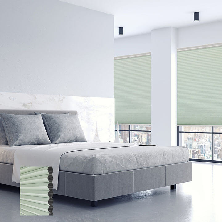 Brescia 電動標準型遮光蜂巢簾水綠 (Water Green)