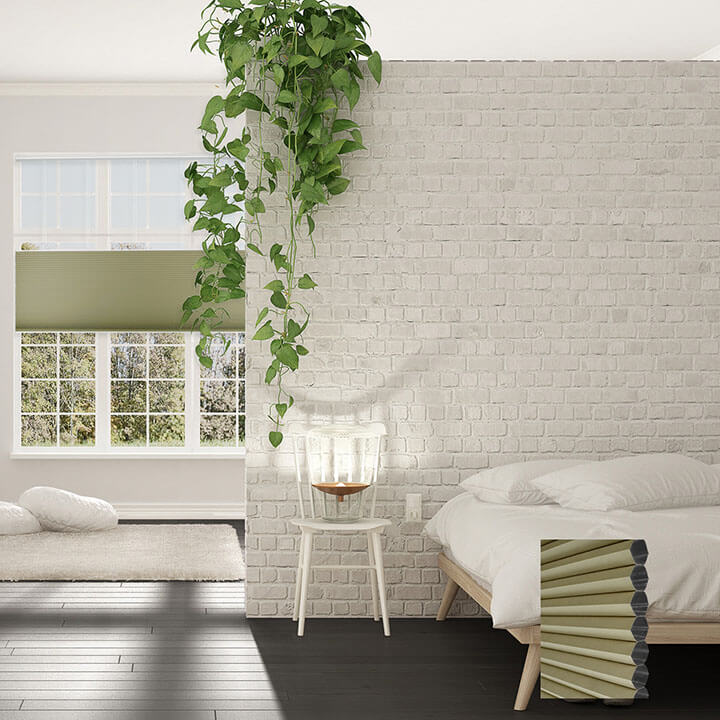 Brescia 電動雙循環上下開合遮光蜂巢簾草綠 (Avocado)