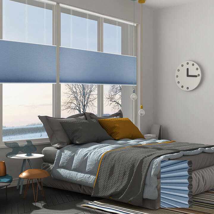 Brescia 手提上下開合遮光蜂巢簾天藍 (Federal Blue)