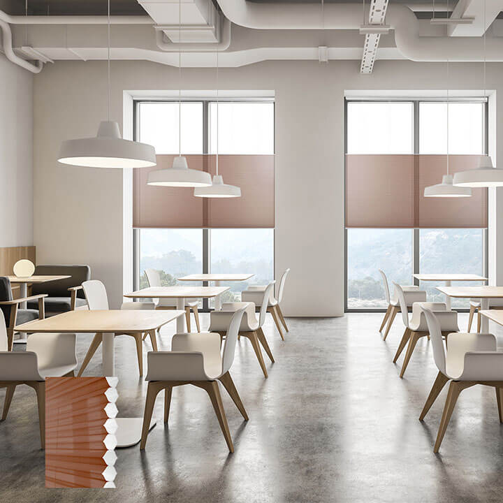 Lucca 電動雙循環上下開合紗蜂巢簾紅陶 (Terra Cotta)