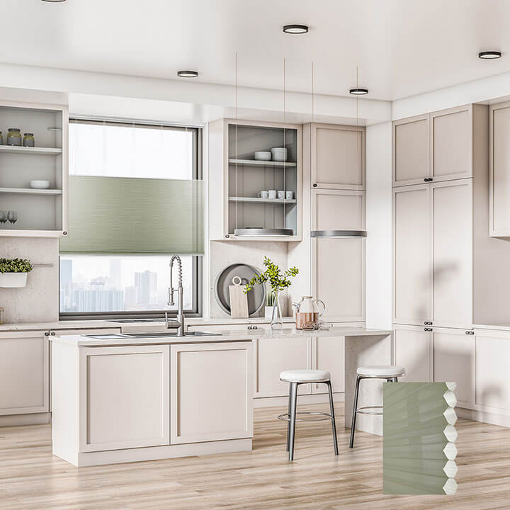 Lucca 電動雙循環上下開合紗蜂巢簾草綠 (Avocado)