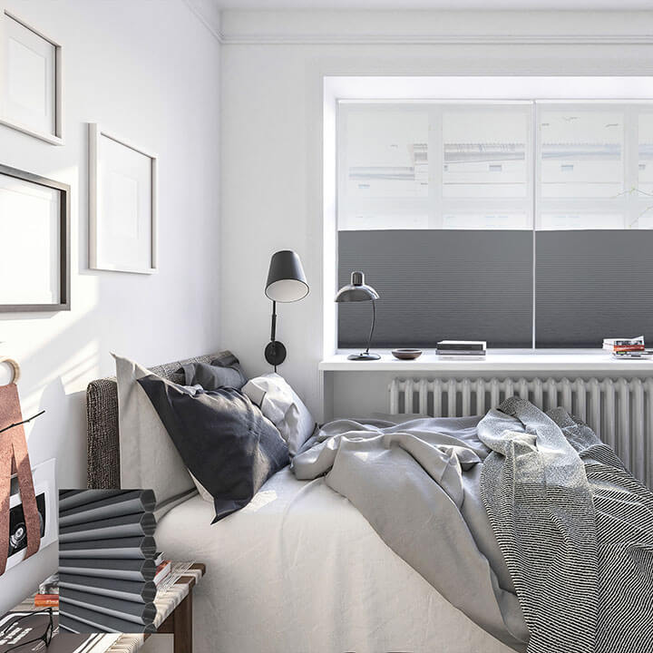 Brescia 電動雙循環日夜型遮光蜂巢簾灰藍 (Royal Gray)