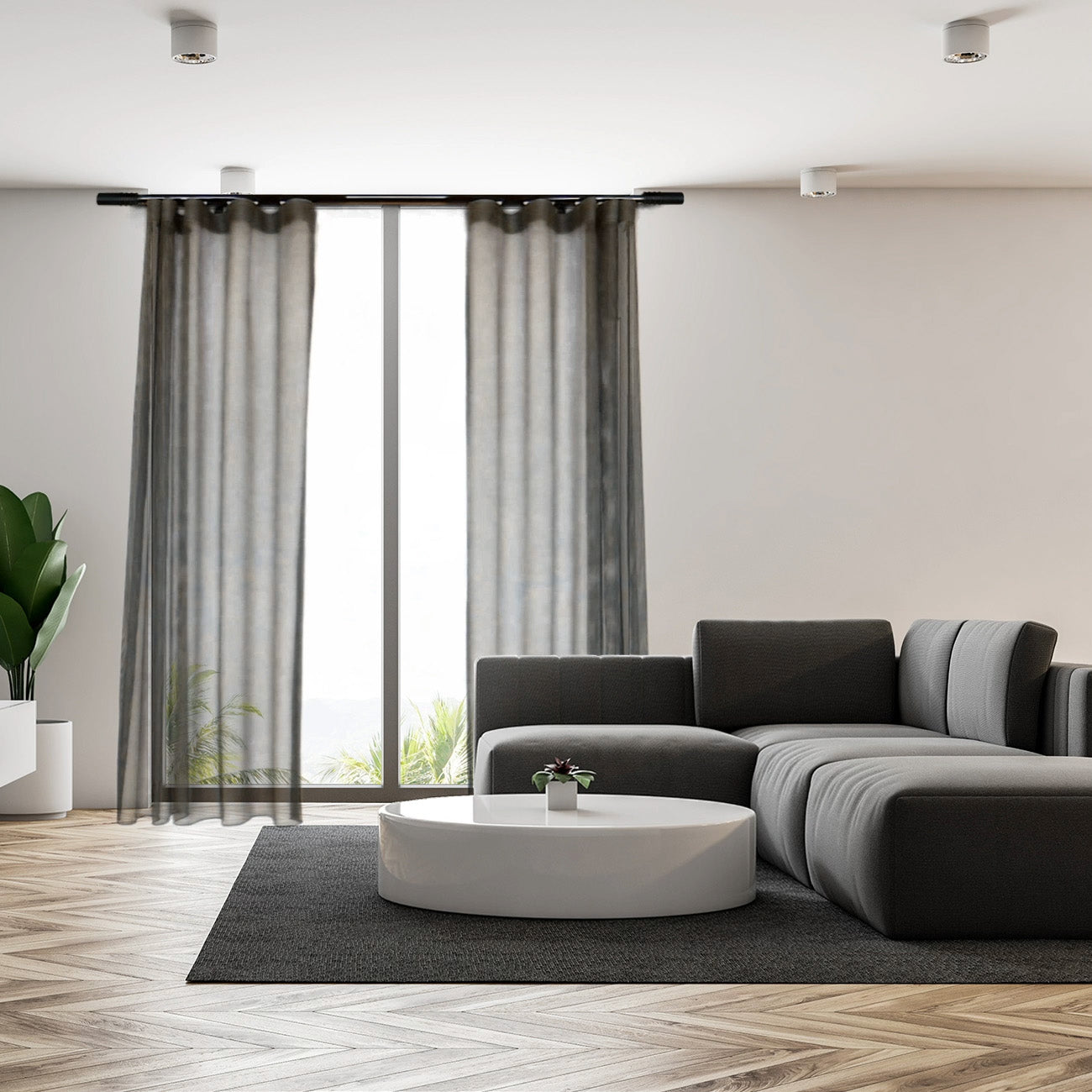 Now MT35 現代系列電動窗簾軌道窗紗組 單層 鋁本色