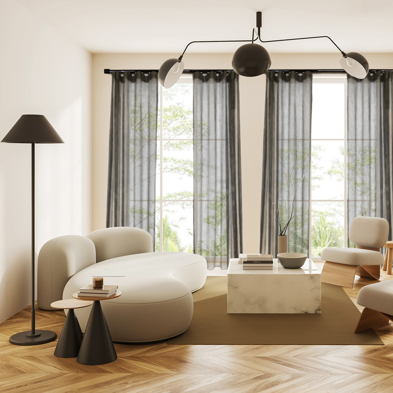 Now MT35 現代系列電動窗簾軌道窗紗組 單層 白色