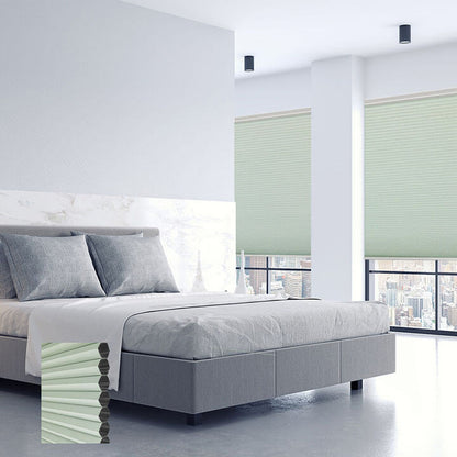 Brescia 電動標準型遮光蜂巢簾水綠 (Water Green)
