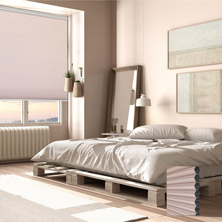 Brescia 電動標準型遮光蜂巢簾甜粉 (Roseate)