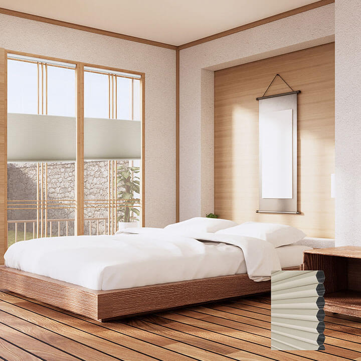 Brescia 電動雙循環上下開合遮光蜂巢簾冬白 (Winter White)