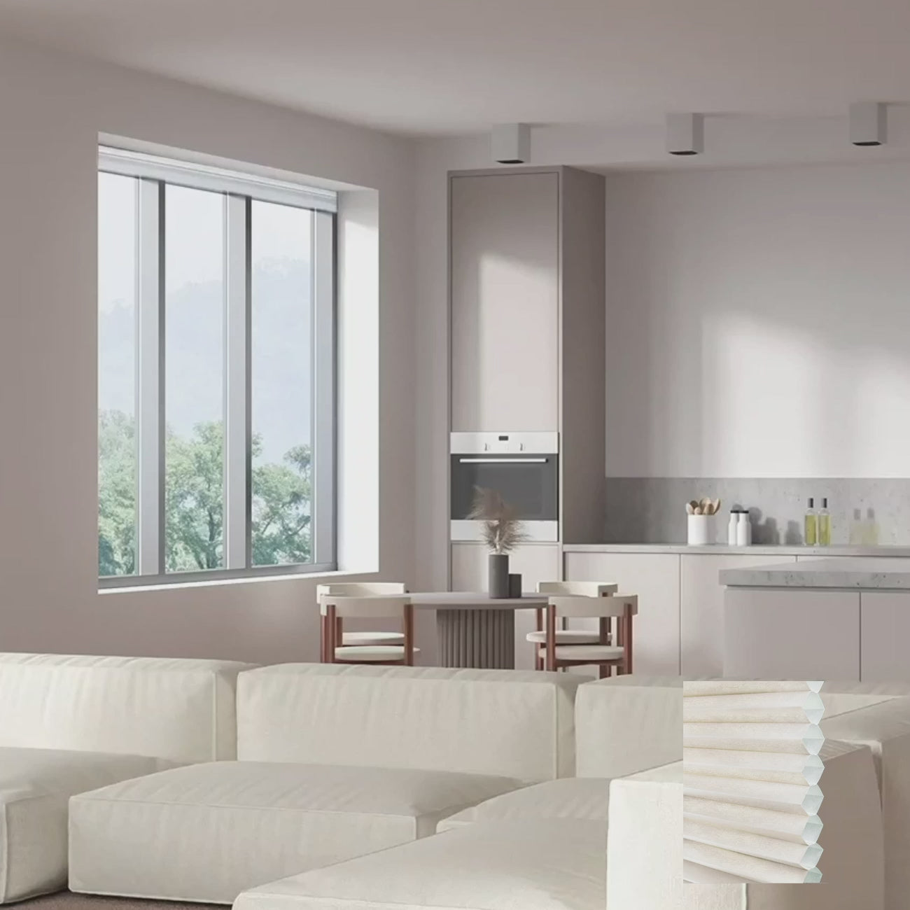 Brescia 雙循環上下開合半透光蜂巢簾冬白 (Winter White)